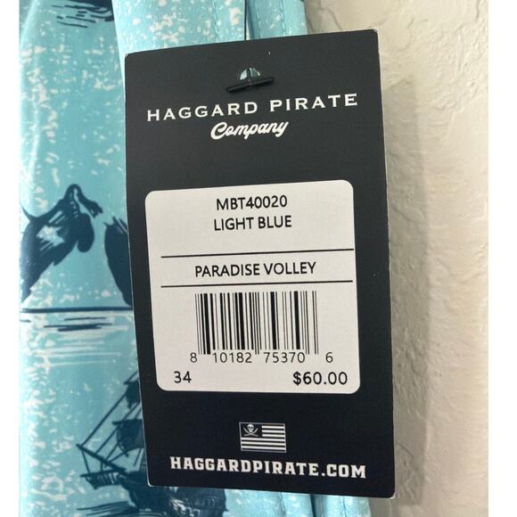Haggard Pirate Light Blue Paradise Volleyball Shorts Men’s Size 34 - Picture 3 of 6